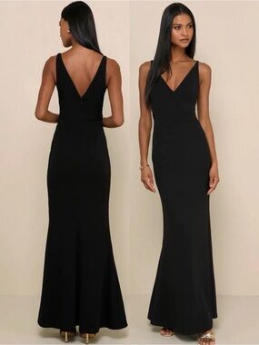NWT Lulu’s Melora Black Sleeveless Maxi Dress Large Romantic Bodycon Party Chic